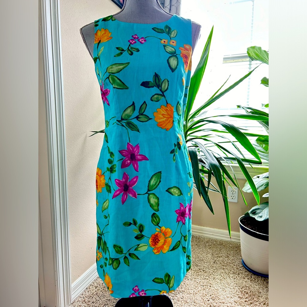 Talbots Turquoise Floral Dress (NWT, size 4P)
